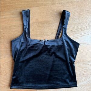 Wild Fable Black Velvet Bow Tank Top